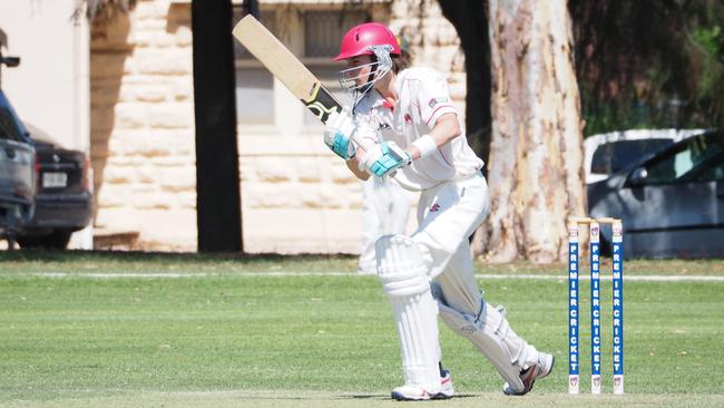 Adelaide under-14 Red batsman Will Patton in action against Woodville. Picture: Adelaide Cricket Club manager Jason Herriot