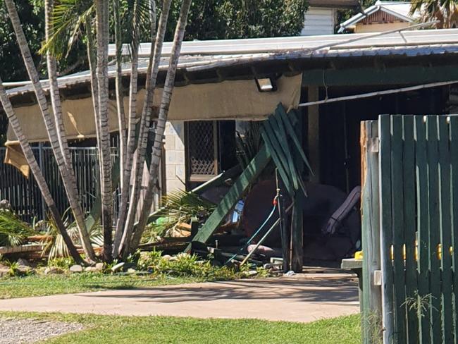 Police are on scene at an Ayr home where a car was driven through a home.