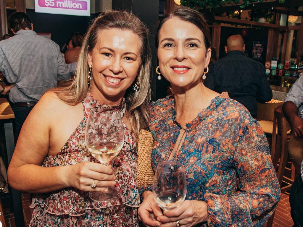 Melissa Taylor and Angela Smith at The Spotted Cow reopening in Toowoomba. Socials: Damien Anthony Rossi | Picture: Ali Rasoul