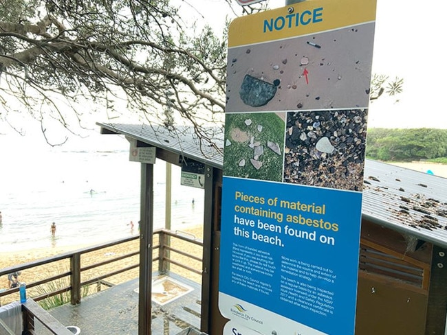 Sign at Little Bay Beach warning beachgoers of the issue.