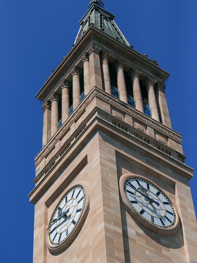 Brisbane’s City Hall clock will stay on AEST. Picture: NCA NewsWire/Glenn Campbell