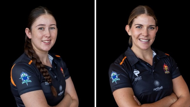 Kaylee Acton (left) and Abbie Buchholz lead the way for the Capricorn Claws in Round 1 of the Ruby North series.