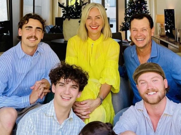 Channel 7 newsreader Mark Ferguson with his wife Jayne and their sons Jack, Ted and Paddy.