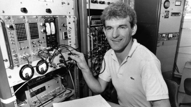 John Riley at work as an atomic physicist at the School of Physical Sciences at Flinders University in 1985.