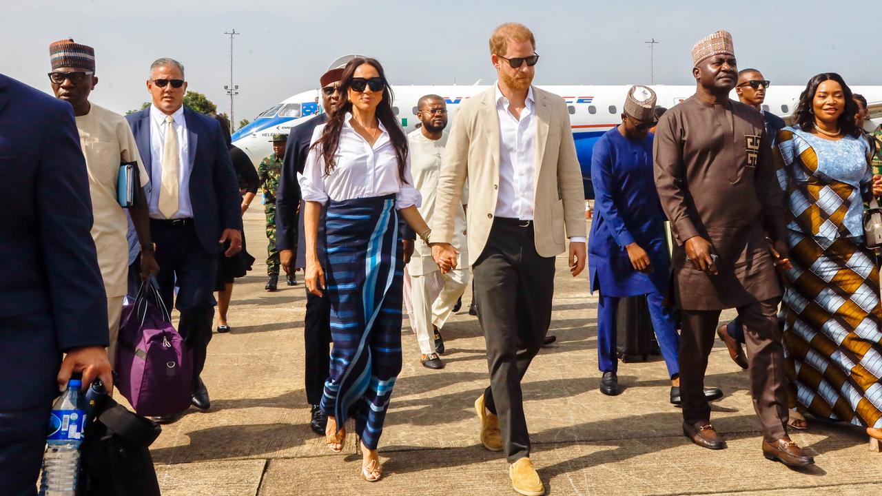 Harry and Meghan in Lagos, Nigeria. Picture: Andrew Esiebo/Getty Images for The Archewell Foundation