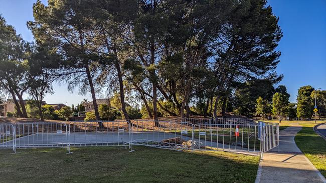 Works have begun on the half court on Delfin Island. Picture: Jenine Tracey.