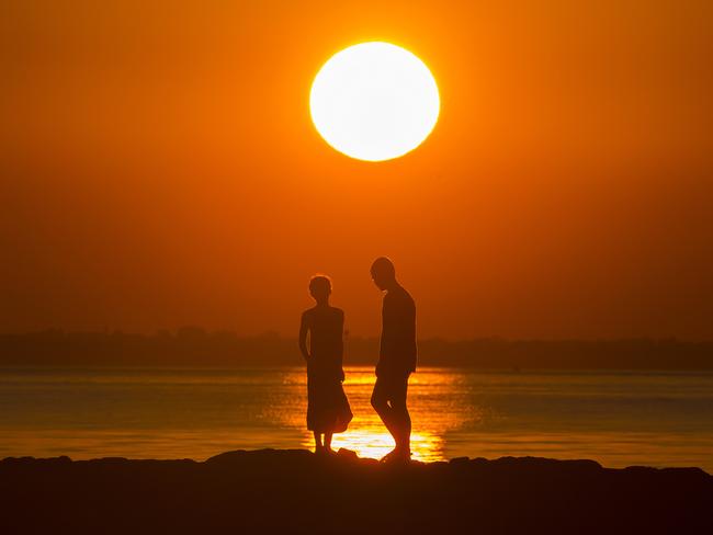 The view from Altona as the sun rises over the bay on Sunday. Picture: Sarah Matray