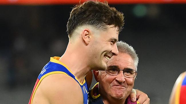 Dunkley and Lions coach Chris Fagan. (Photo by Quinn Rooney/Getty Images)