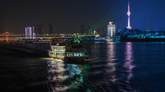 The Yangtze River in Wuhan, as life returns after restrictions lift. Picture: Hector Retamal/AFP