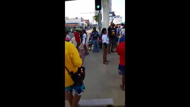 Aboriginal protesters block trams at Southport on the Gold Coast