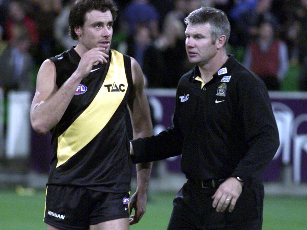 Matthew Richardson with former coach Danny Frawley in 2002.