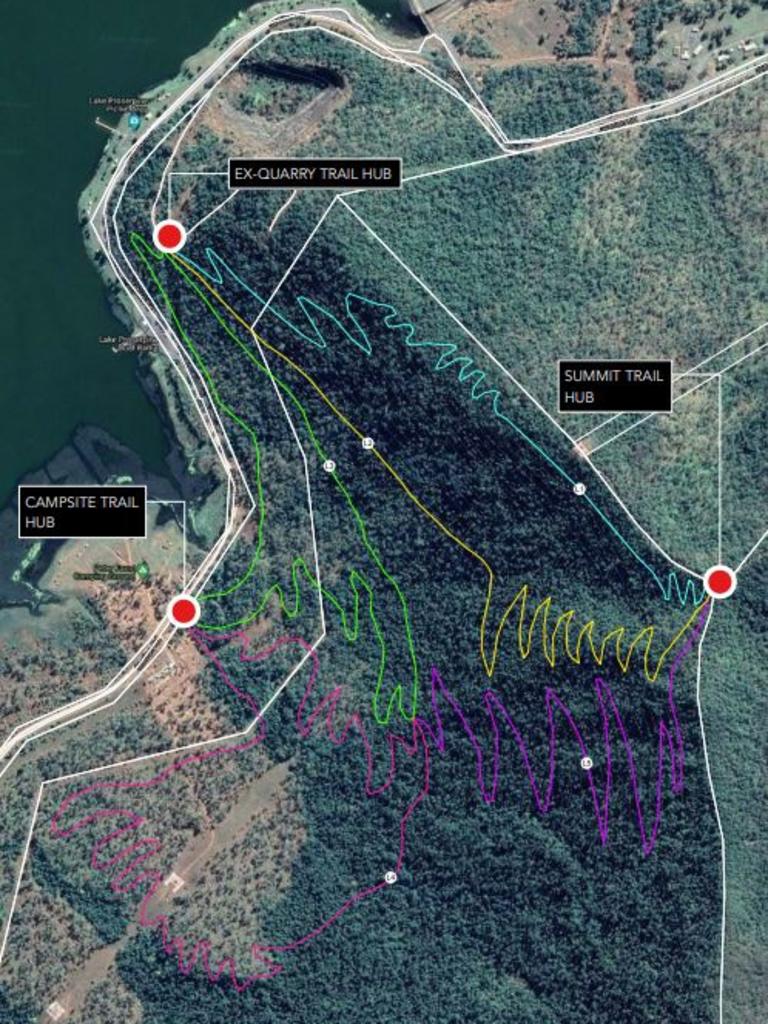 Overview map prepared by Dirt Art of proposed mountain bike trails at Lake Proserpine as part of the Whitsunday Trails Concept Plan. Photo: Dirt Art