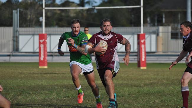 Casino Cougars second-rower Damien Benn on the charge in NRRRL. Photo Brian Olive.