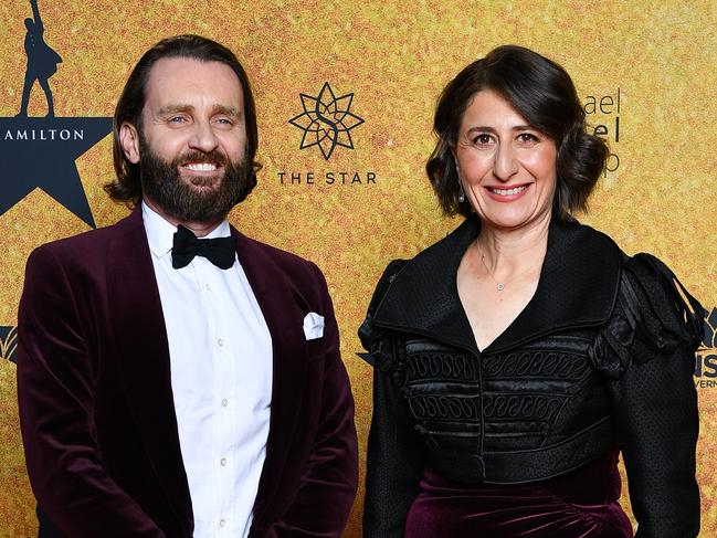 Qantas Group executive Andrew Parker and Gladys Berejiklian. Picture: Wendell Teodoro/Getty Images for Hamilton Australia