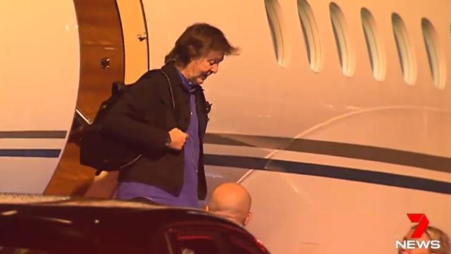 Paul McCartney touches down in Brisbane. Picture: 7 News