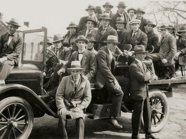 STRONG TRADITION: Players about to head off to a game on a small truck in 1927.