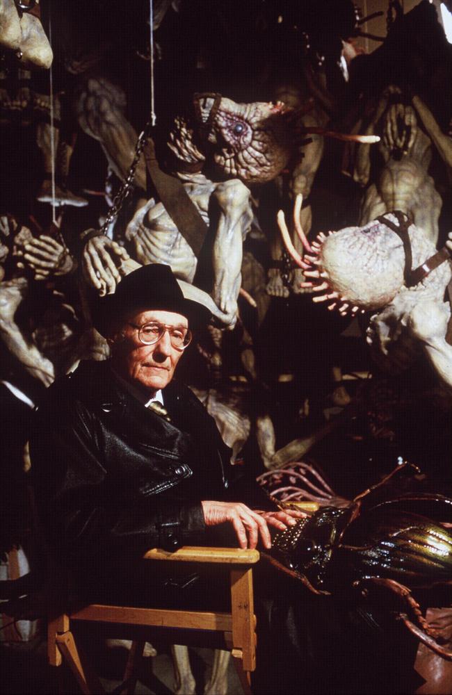 Author William S Burroughs in set of 1991 film <i>Naked Lunch</i>.