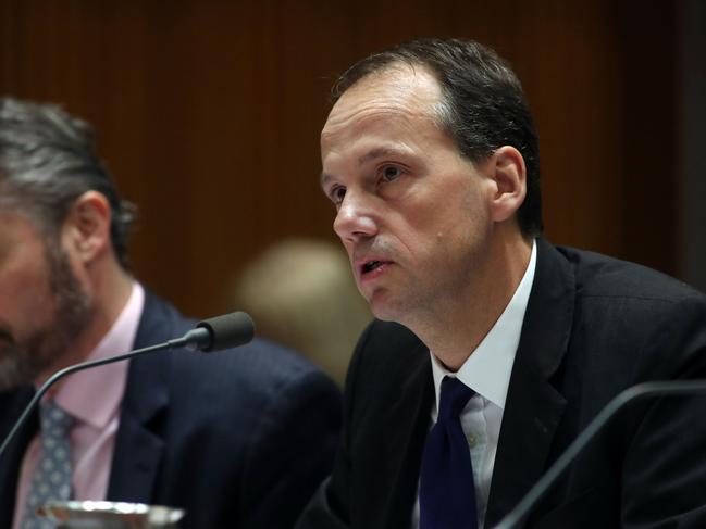 ASIC Public Hearing in Parliament House in Canberra. The Chair of ASIC James Shipton appeared at the hearing.  Picture Gary Ramage