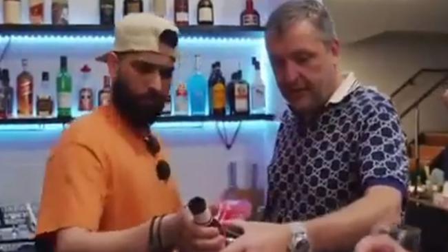 Tony G checks out the bar at the allegedly illegal casino. Picture: Supplied