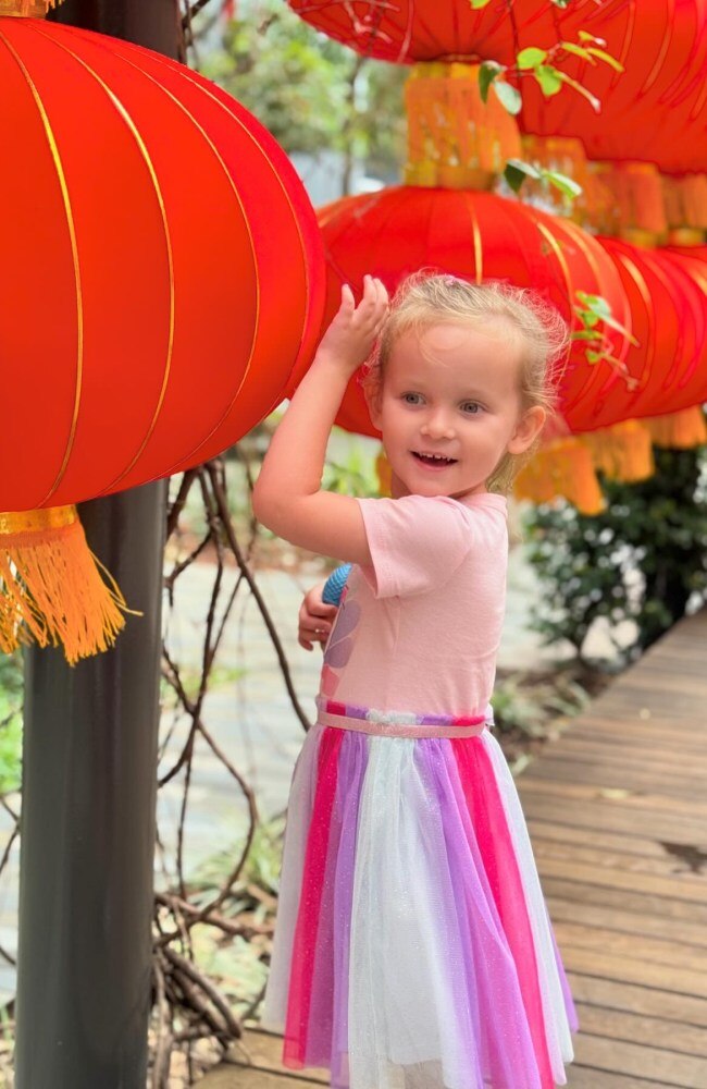 Nola-Rose had been out with her family at Coogee Beach the day before she caught RSV. Picture: Supplied