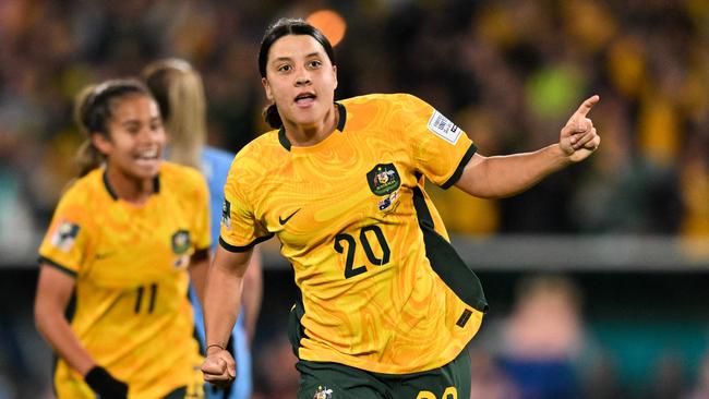 Matilda’s star Sam Kerr was charged with a "racially aggravated offence" in Britain following a dispute involving a police officer in March. Picture: Izhar Khan/AFP