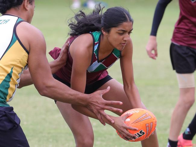 Taking care of the ball. Picture: Mark Wilson