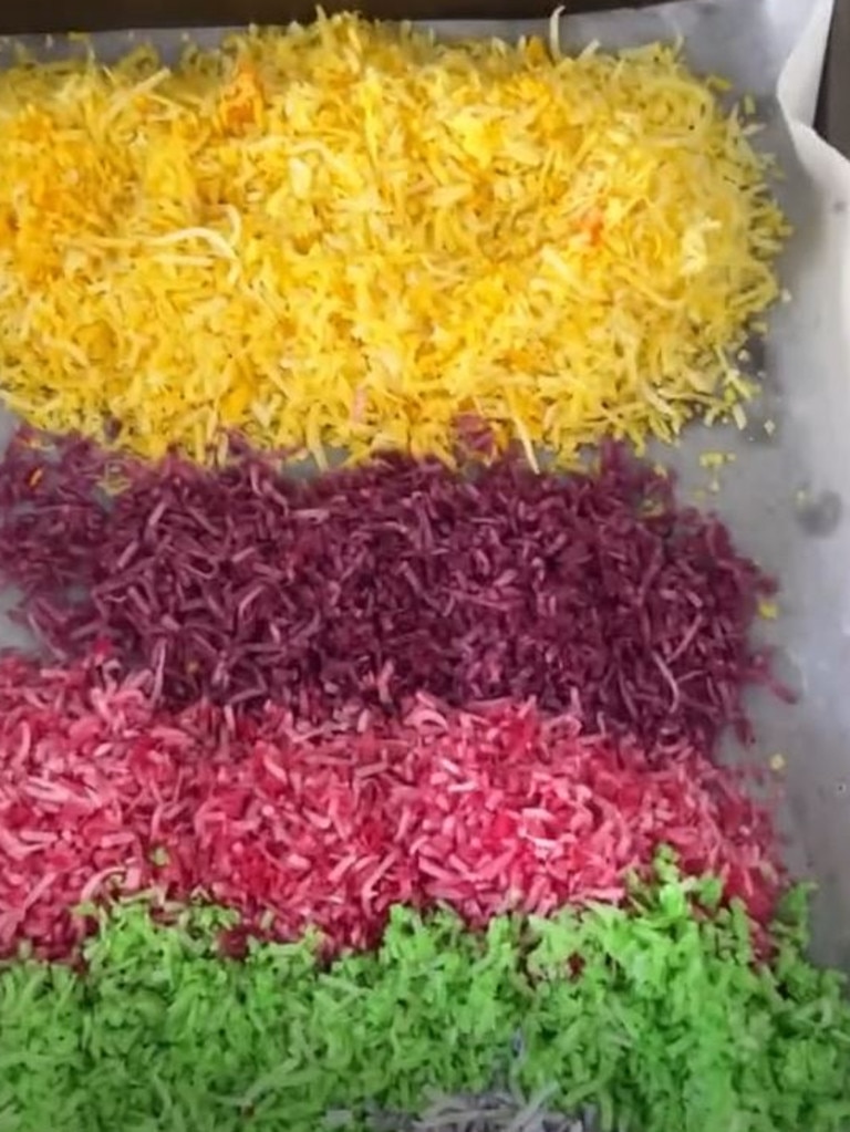 She ended up with some very colourful coconut "sprinkles". Picture: TikTok / fatimahomran