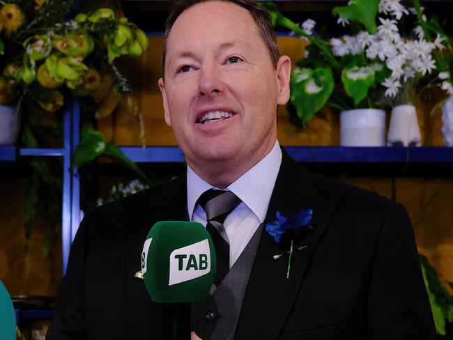 Tabcorp CEO, Adam Rytenskild is seen at the TAB marquee  on Derby Day  at Flemington on Saturday 29. October 2022. Photo. Luis Enrique Ascui