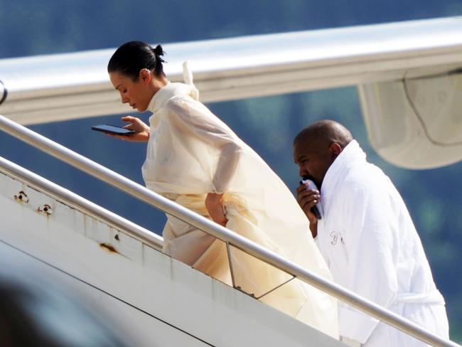 Kanye West is seen leaving Florence with his wife Bianca Censori. Picture: BACKGRID