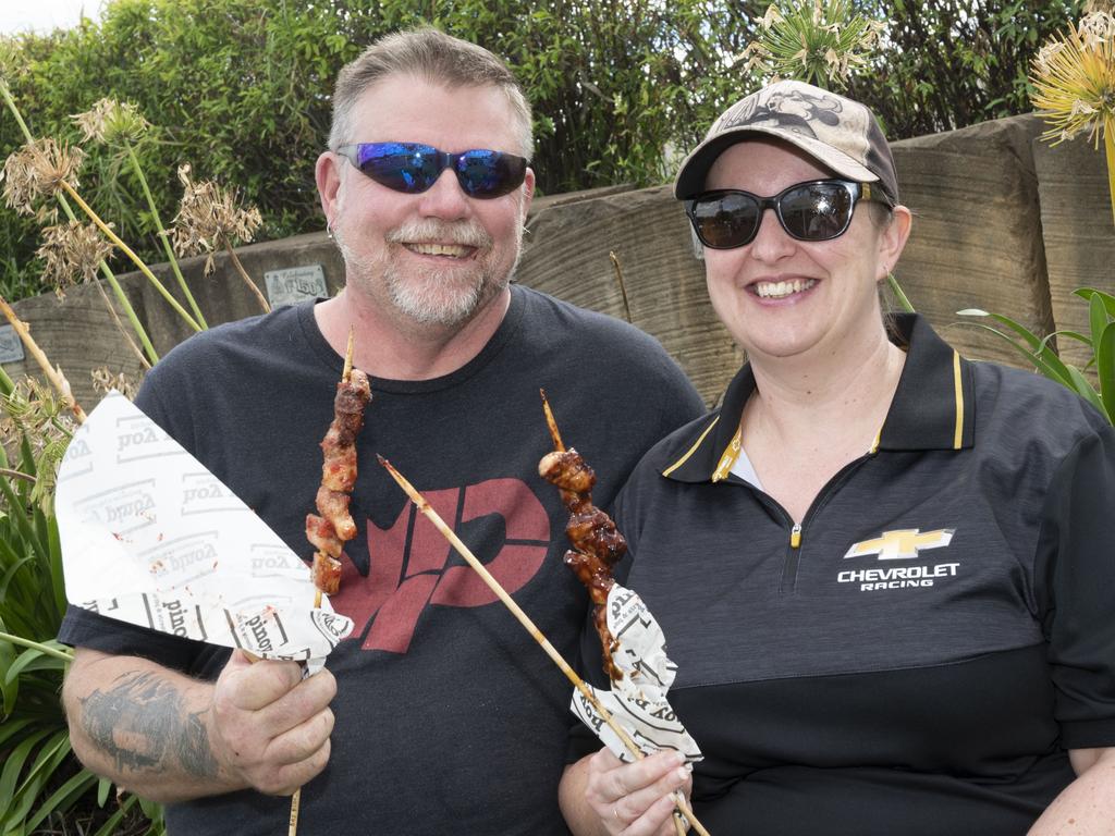 Glen Clark and Jodie Villiers. Meatstock 2023 at Toowoomba Showgrounds. Saturday, April 15, 2023. Picture: Nev Madsen.