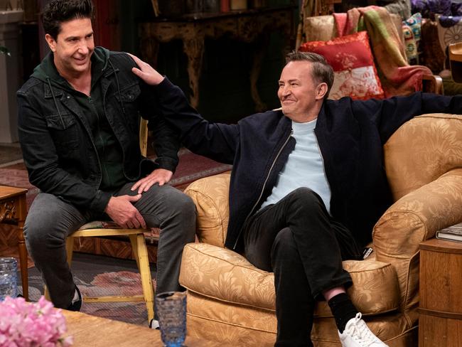 David Schwimmer and Matthew Perry pictured on the Friends reunion. Picture: Terence Patrick