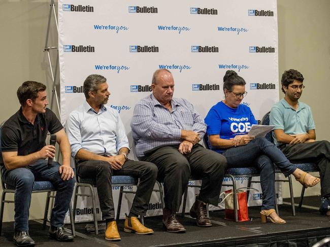 You Decided Gold Coast Bulletin Election Forums, . Div 4, 5 & 7 held at Nerang RSL and Memorial Club. Division 7 candidates, (l-r) Ryan Bayldon-Lumsden, Andre Saint-Flour, Tony Melia, Wendy Coe and Amin Javanmar,   Picture: Jerad Williams