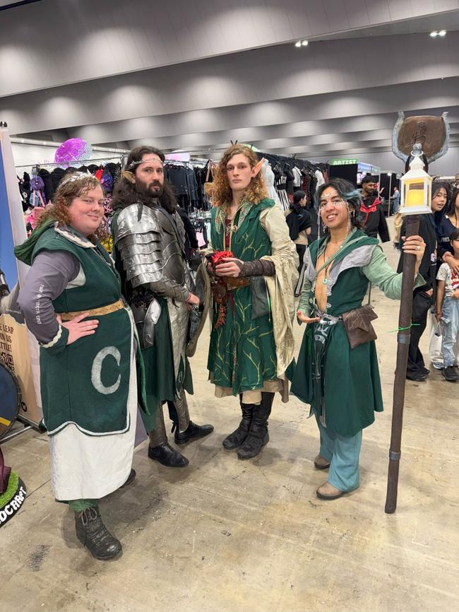 (@thesilverglade): Larissa, Steven, Skye and Tris attend the Oz Comic Con Melbourne at the Melbourne Convention & Exhibition Centre on Sunday, June 08, 2025. Picture: Jack Colantuono