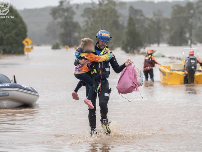 Emergency services helped get flood victims to safety in Taree. Picture: NSW Police
