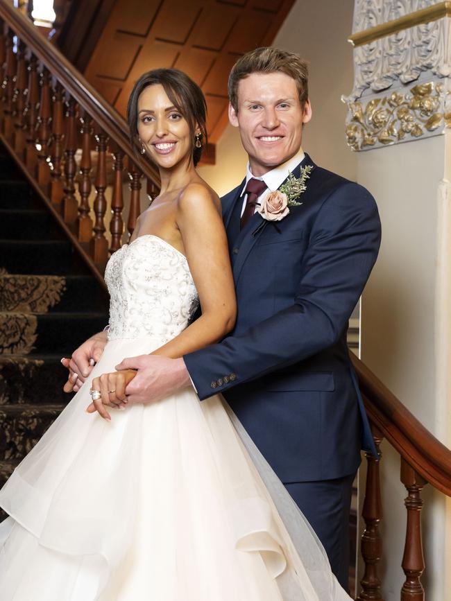 Sebastian Guilhaus married bride Lizzie Sobinoff on Married At First Sight. Picture: Channel 9