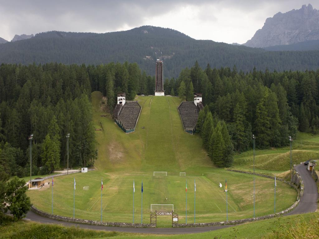 The ski jump for the 1956 Olympics in the city of Cortina d'Ampezzo, Veneto, Italy