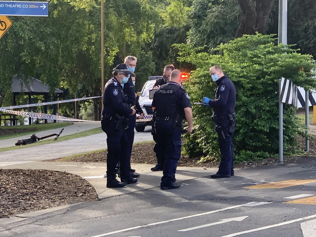 A man has died after an e-scooter they were riding crashed into a pole on Montague Rd in West End. Picture: Brad Fleet