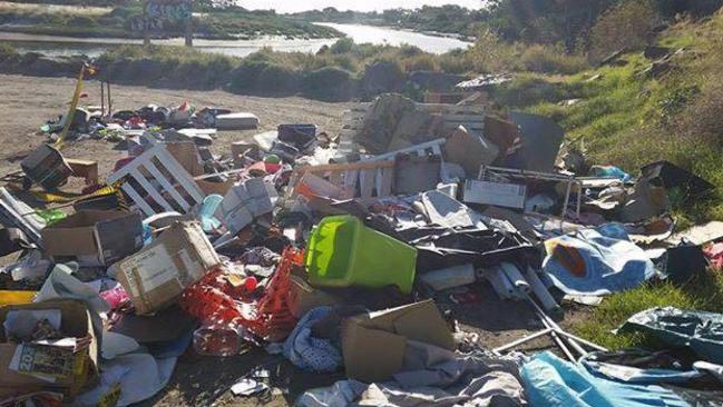 This rubbish was left dumped next to the Onkaparinga River in Adelaide’s south early this year.