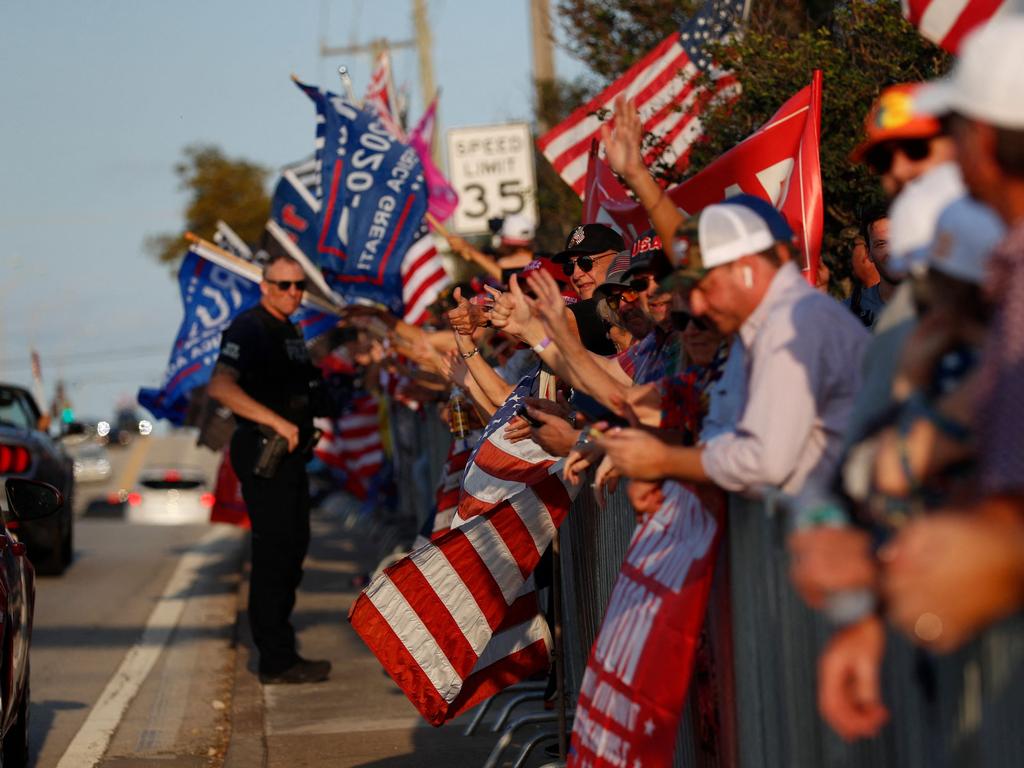 Trump supporters gather near Mar-a-Lago, his Florida residence. Picture: Getty Images