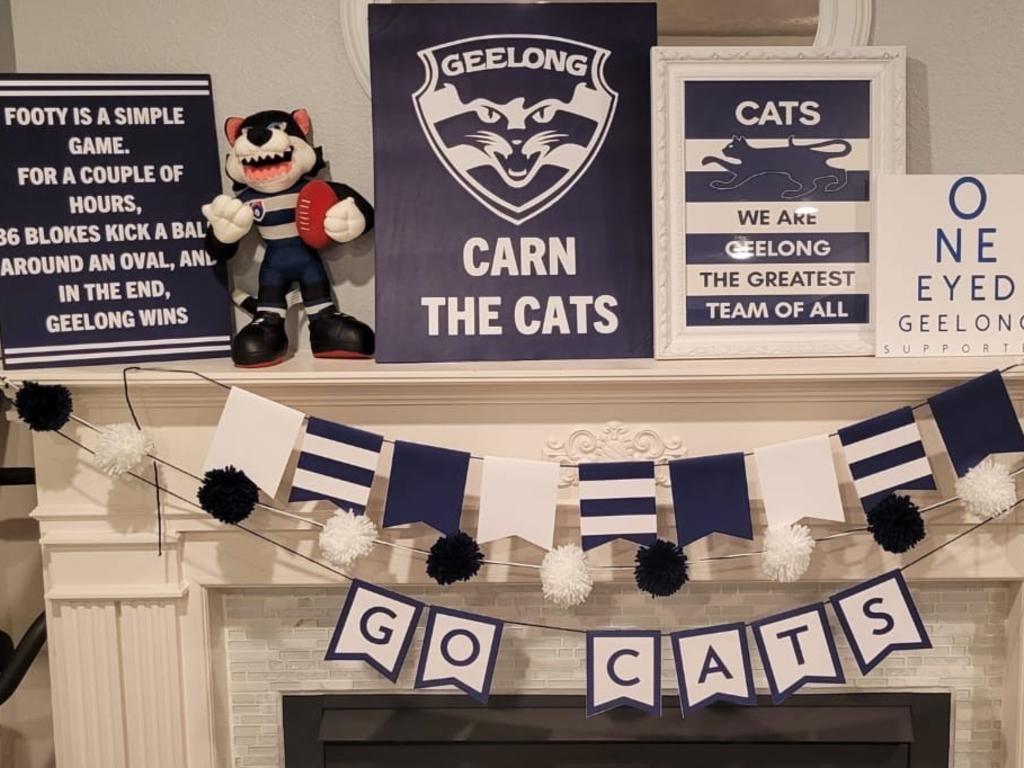 Anthony George's Cats wall at home. Picture: Supplied