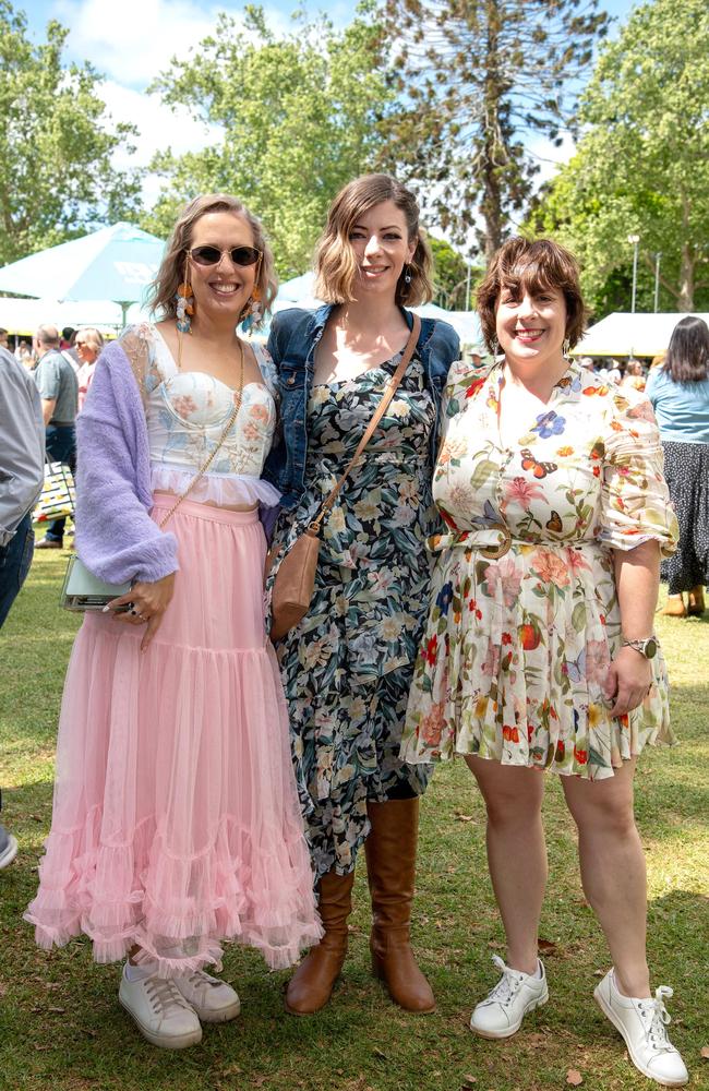 (From left) Hannah Kraschnesfski, Ashleigh Baker and Sam Illing, Toowoomba Carnival of Flowers Festival of Food and Wine, Saturday, September 14th, 2024. Picture: Bev Lacey