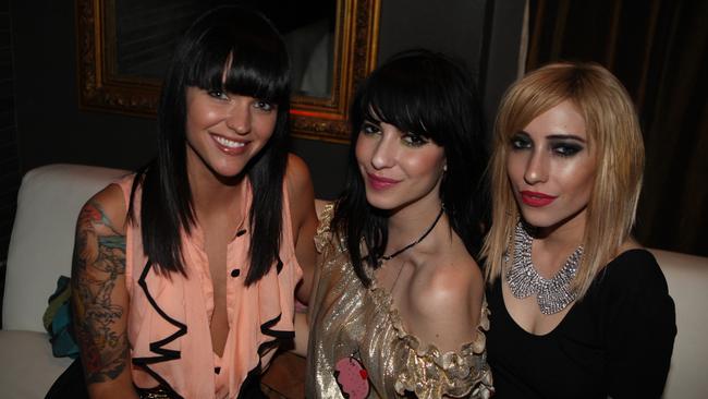 Ruby Rose with Lisa and Jess Origliasso at Cargo club in 2008. Picture: Supplied