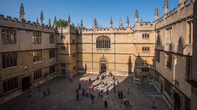 The Old Schools Quadrangle of the Bodleian Library, University of Oxford.