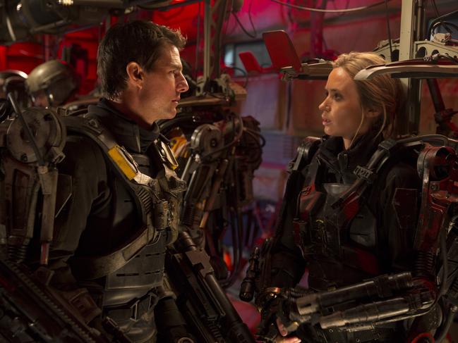 Tom Cruise and Emily Blunt in a scene from the movie Edge of Tomorrow. Supplied by Warner Bros/David James.