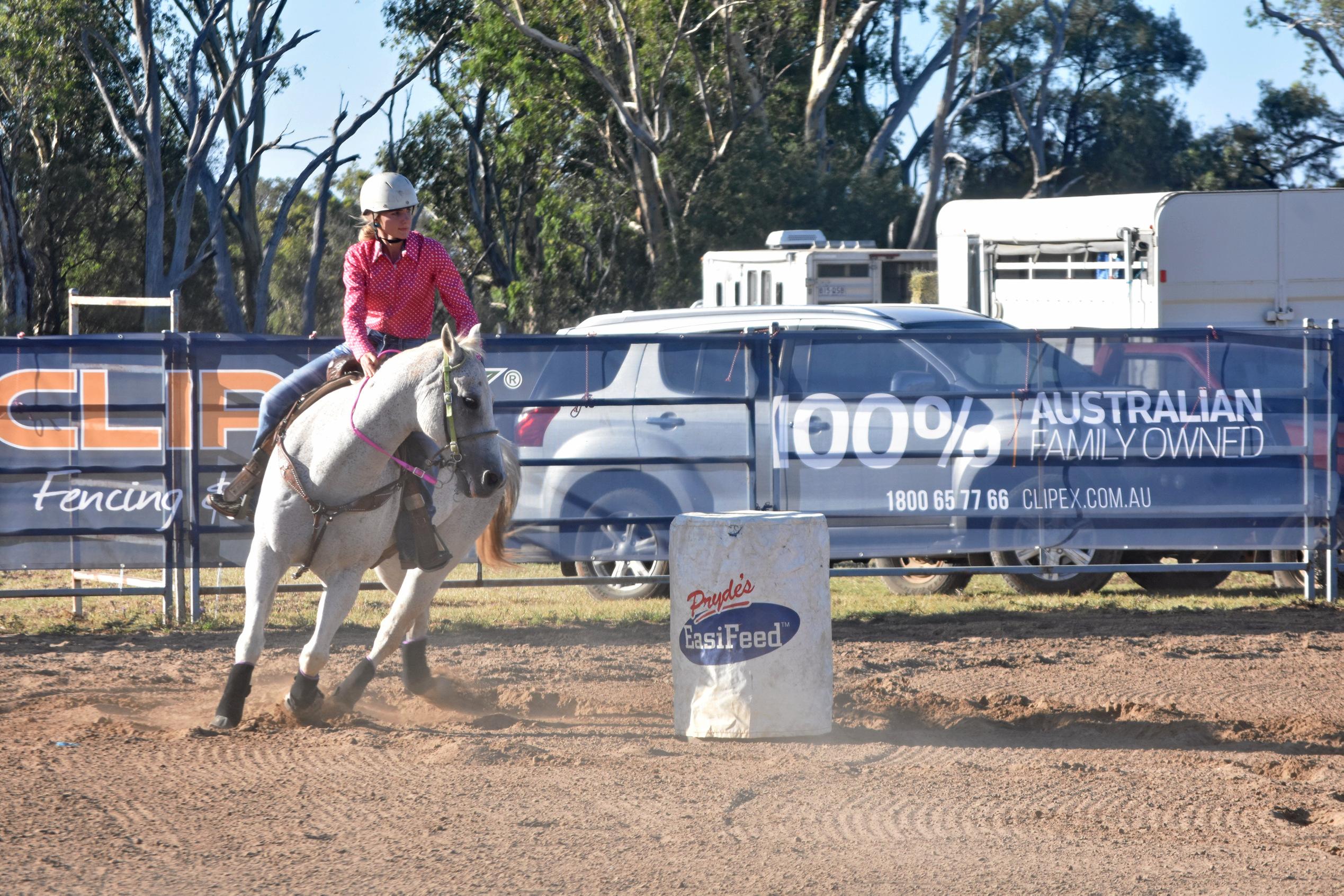 3D barrel racing, Ayers Jackpot. Picture: Jorja McDonnell