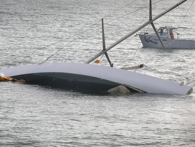 ADELAIDE, AUSTRALIA - NewsWire Photos July 18, 2023: Helsal II yacht sinks near Grange jetty as rescue attempts underway to retrieve luxury vessel Picture: NCA NewsWire / Dean Martin