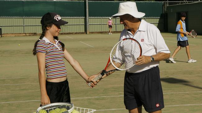 Tom Horn coaches Mikaela Anich at the Edge Hill Tennis Club in 2006.