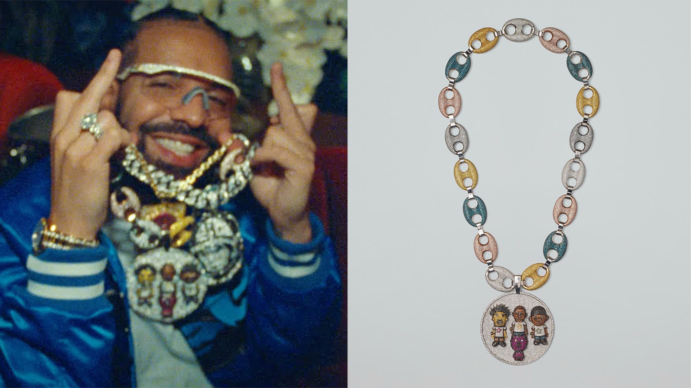 Drake Ski Mask Cupid Chain and Diamond ALYX Necklace