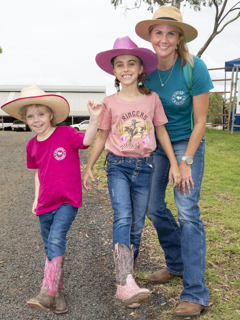 Keale, Mia and Lisa Kajewski at the Toowoomba Royal Show. Saturday, March 26, 2022. Picture: Nev Madsen.