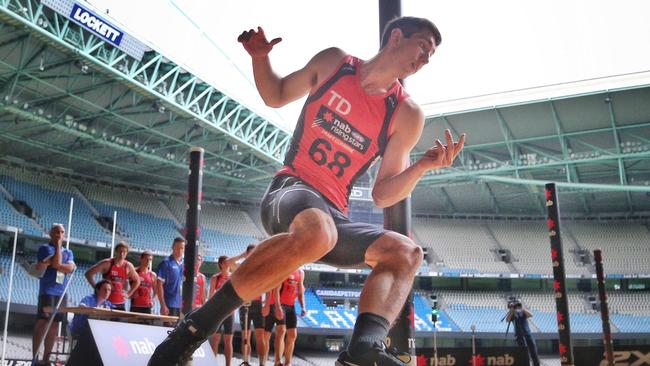 Jacob Weitering takes part in testing during the 2015 AFL Draft Combine at Etihad Stadium on Saturday, October 10, 2014, in Docklands, Australia. Picture: Hamish Blair